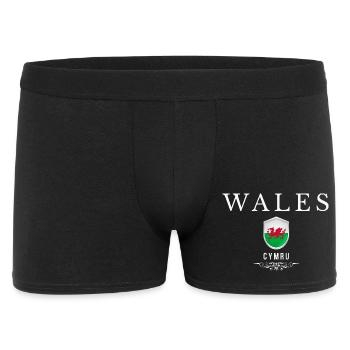 Wales, elegantes, minimalistisches Design - Männer Boxer Shorts - Schwarz - Vorne