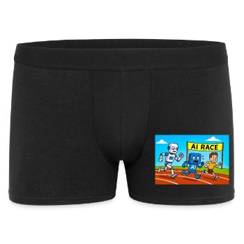 AI Race Running Cartoon Design - Men's Boxer Shorts - black - Front