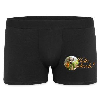 durchhalten kreativ sein Hund mit Karotte im Maul  - Männer Boxer Shorts - Schwarz - Vorne