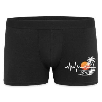 Sunset with palm trees and heartbeat - Men's Boxer Shorts - black - Front