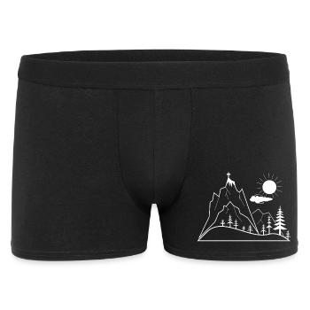 Summit cross and mountain landscape illustration - Men's Boxer Shorts - black - Front