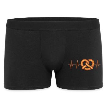 Brezel Herzschlag EKG Illustration - Männer Boxer Shorts - Schwarz - Vorne
