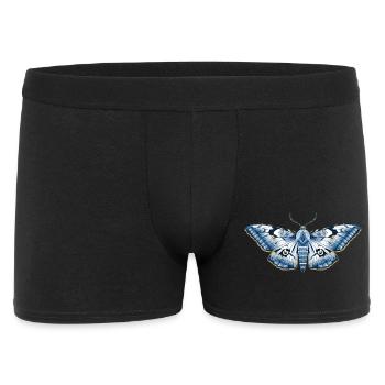 Mystic Midnight – Blaue Blumen Motte Kunst - Männer Boxer Shorts - Schwarz - Vorne