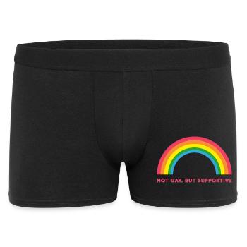 Vintage Retro Regenbogen Sterne – Supportive - Männer Boxer Shorts - Schwarz - Vorne
