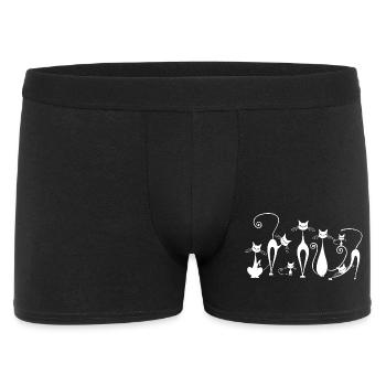 Playful Cats Silhouettes in Sketch Style - Men's Boxer Shorts - black - Front