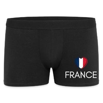 Cœur avec drapeau français, fierté française - Boxer Homme - noir - Devant