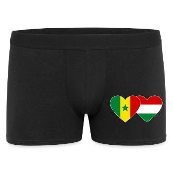 Senegal Ungarn Flagge Hände Herzform - Männer Boxer Shorts - Schwarz - Vorne