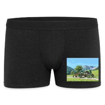 Green Vintage Tractor Alpine Landscape 15er Steyr - Men's Boxer Shorts - black - Front
