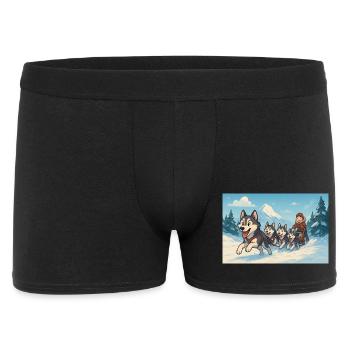 Winter Huskies Sled Mountain Race - Men's Boxer Shorts - black - Front