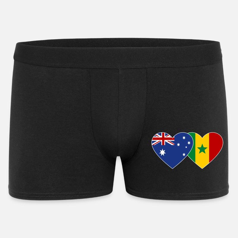 Australien Senegal Flagge Herz - Männer Boxer Shorts - Schwarz