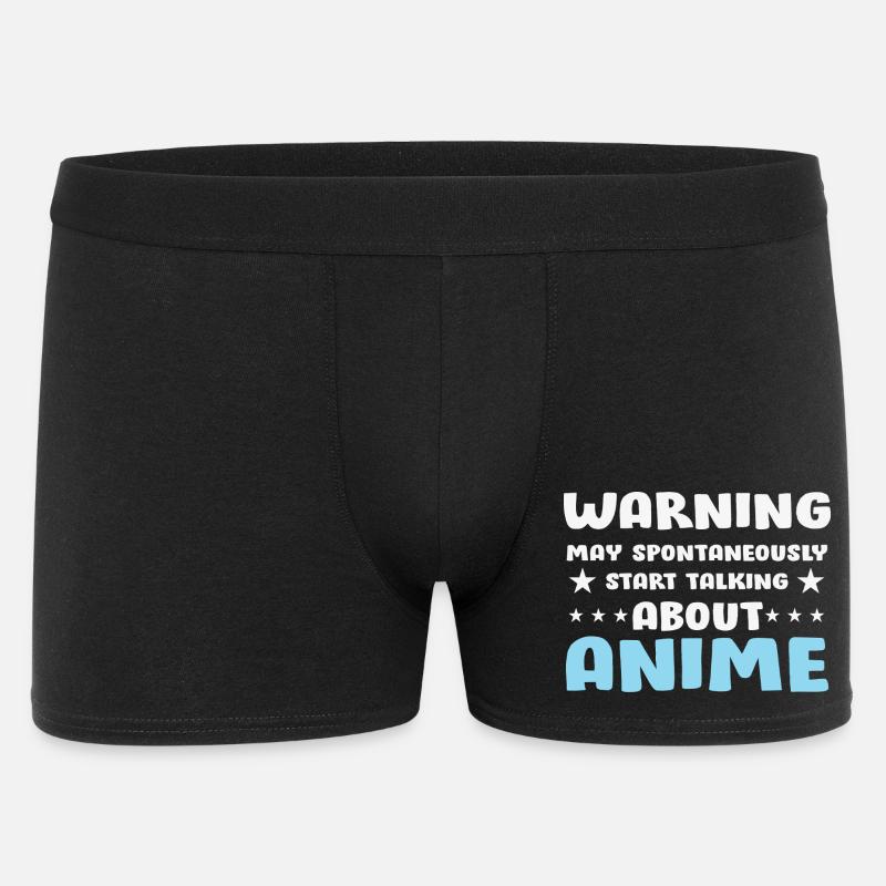 Anime Gesprächs-Warnung Spruch Shirt - Männer Boxer Shorts - Schwarz