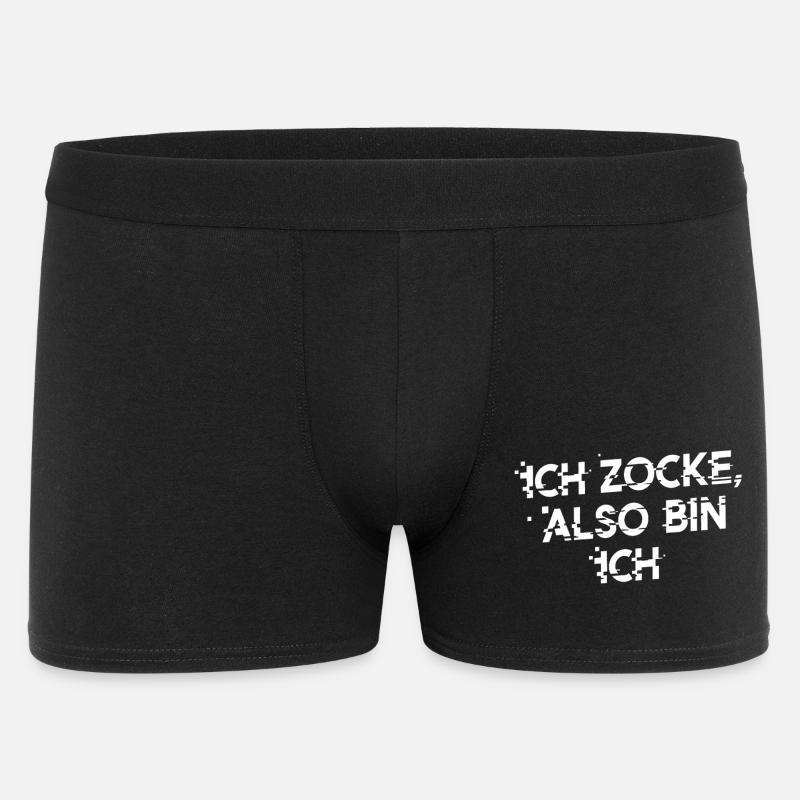 ICH ZOCKE ALSO BIN ICH! Lustiges Statement - Männer Boxer Shorts - Schwarz