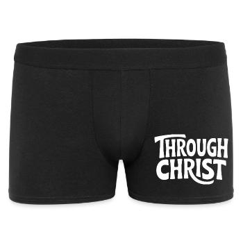 Trough Christ Jesus Christen Glaube - Männer Boxer Shorts - Schwarz - Vorne