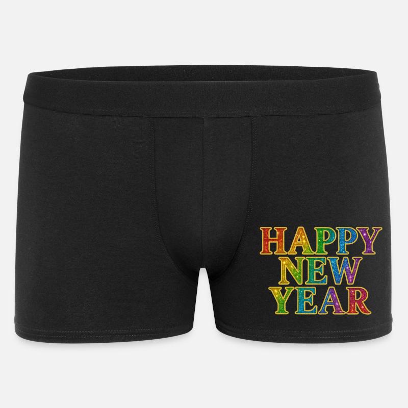 Frohes Neujahr Glitter Regenbogen Silvester - Männer Boxer Shorts - Schwarz