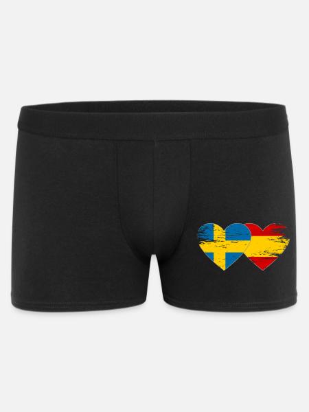 Suède Espagne Drapeau Coeur utilisé - Boxer Homme - noir