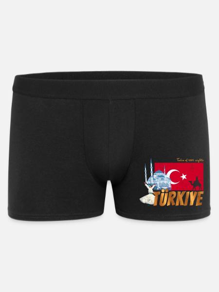 Türkiye Istanbul Vintage Flaga Turcja Sovenir - Bokserki męskie - czarny