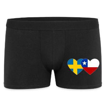 Schweden Chile Flagge Herz - Männer Boxer Shorts - Schwarz - Vorne