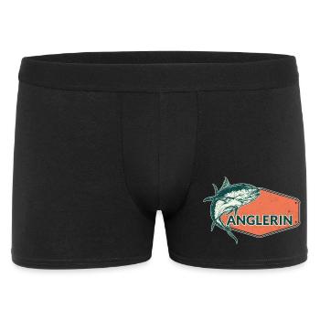 Anglerin Fish USA Design - Männer Boxer Shorts - Schwarz - Vorne