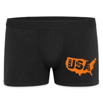 Carte orange des États-Unis avec étoiles - Boxer Homme - noir - Devant