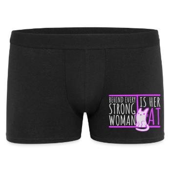 Derrière chaque femme forte se trouve son chat Spruch Katze - Boxer Homme - noir - Devant