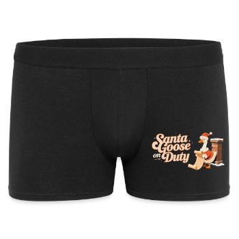Santa Goose On Duty Weihnachten Geschenk - Männer Boxer Shorts - Schwarz - Vorne