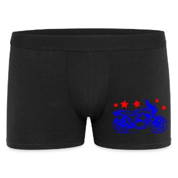 Blue Bike Line Art with Red Stars - Men's Boxer Shorts - black - Front