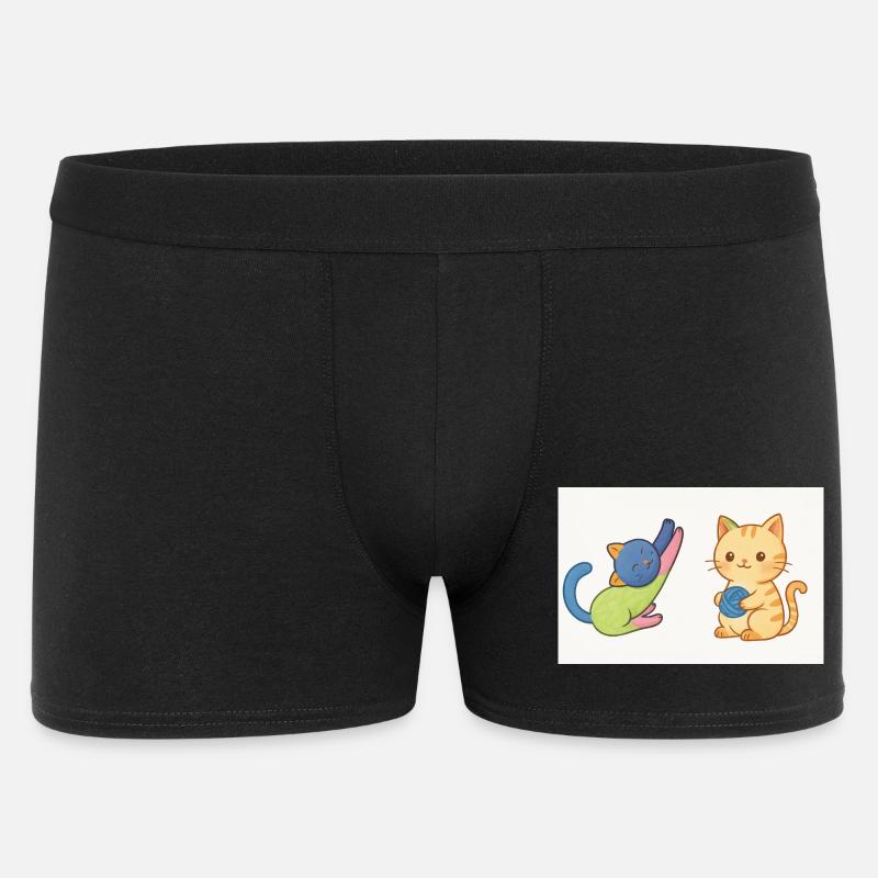 Verspieltes Duo aus Kätzchen und Garn - Männer Boxer Shorts - Schwarz