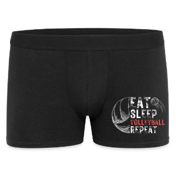 Essen Schlaf Volleyball Wiederholen - Männer Boxer Shorts - Schwarz - Vorne