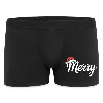 Merry Christmas Script with Santa Hat - Men's Boxer Shorts - black - Front