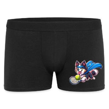 Corgi super-héros avec balle de tennis et cape - Boxer Homme - noir - Devant