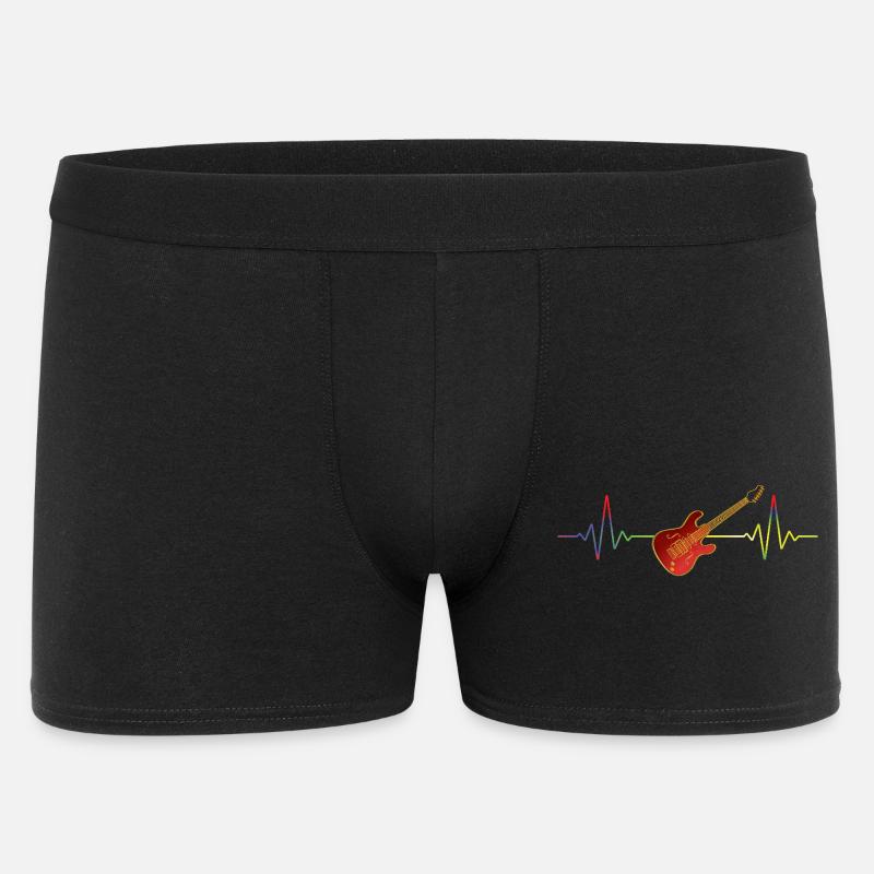 Rote E-Gitarre mit Regenbogen-Herzschlag Geschenk - Männer Boxer Shorts - Schwarz
