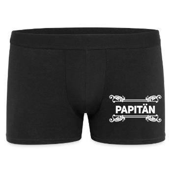 Papitän Vatertag bester Papa Anker - Männer Boxer Shorts - Schwarz - Vorne