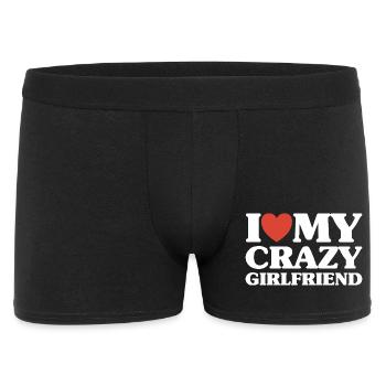J’aime Ma Copine Folle Cadeau Noël Saint Valentin - Boxer Homme - noir - Devant