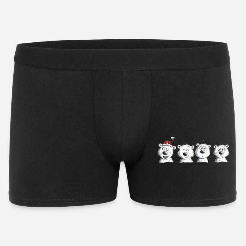 Happy Eisbär Team Weihnachten  - Männer Boxer Shorts - Schwarz