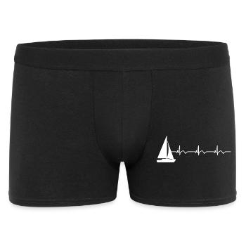 Segelboot Segeln EKG Herzschlag - Männer Boxer Shorts - Schwarz - Vorne