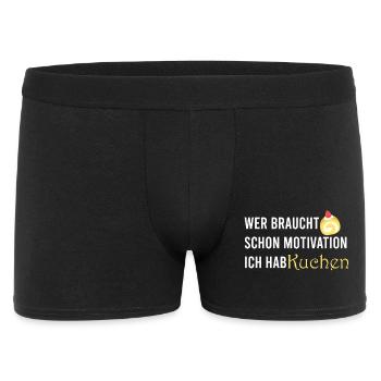 Wer_braucht_schon_Motivation_Ich_hab_Kuchen_- - Men's Boxer Shorts - black - Front