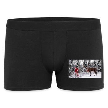 Winter joy: Santa and reindeer in the snow - Men's Boxer Shorts - black - Front