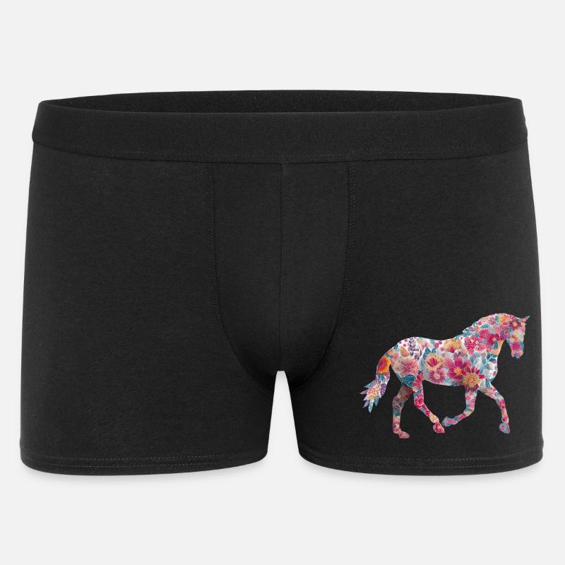 Pferd Blumen Muster - Männer Boxer Shorts - Schwarz