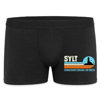 Vacances en mer du Nord COUCHER DE SOLEIL AU BORD DE LA MER Drôle - Boxer Homme - noir - Devant