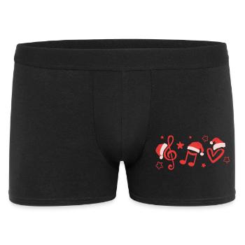 Treble clef musical notes with Christmas hats - Men's Boxer Shorts - black - Front