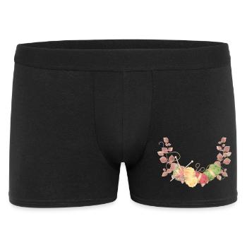 Delicate balls of wool and knitting utensils in pastel - Men's Boxer Shorts - black - Front