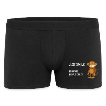 Just Smile it drives people crazy Grinsender Affe - Männer Boxer Shorts - Schwarz - Vorne