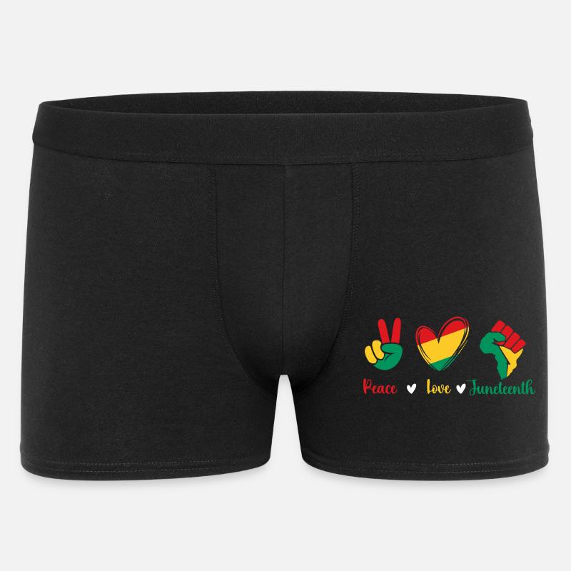 Peace Love Juneteenth – Black Pride Wurzeln - Männer Boxer Shorts - Schwarz