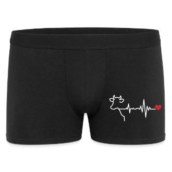 Kuh Herzschlag Linien-Design - Männer Boxer Shorts - Schwarz - Vorne