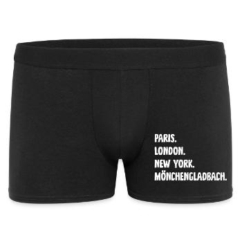 Mönchengladbach Fan Geschenk Paris London New York - Männer Boxer Shorts - Schwarz - Vorne