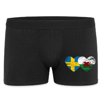 Sweden Wales flag heart used - Men's Boxer Shorts - black - Front