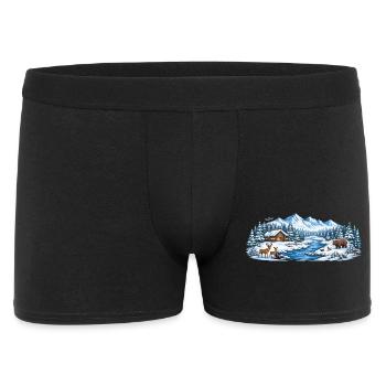 Winter Forest Cabin by the River - Men's Boxer Shorts - black - Front
