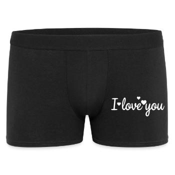 I Love You Cursive Font with Hearts - Men's Boxer Shorts - black - Front