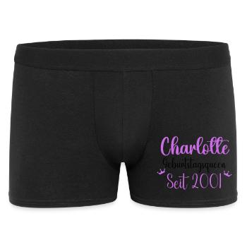 Charlotte Geburtstagsqueen seit 2001 Geschenk - Männer Boxer Shorts - Schwarz - Vorne