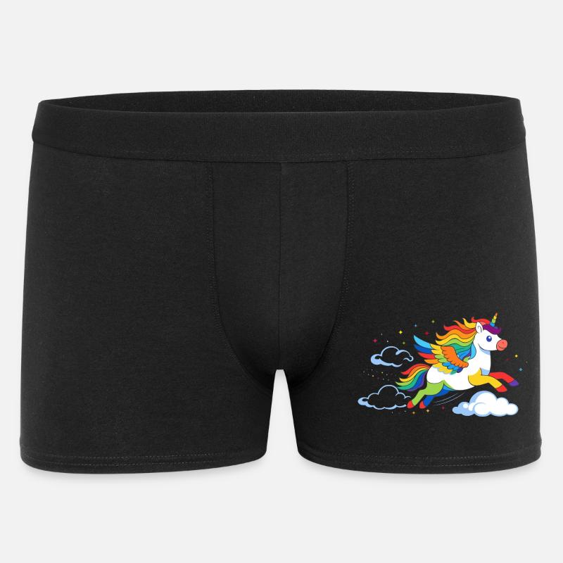Fliegendes Regenbogen Einhorn – Magisches Motiv - Männer Boxer Shorts - Schwarz
